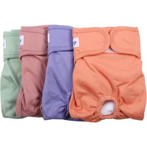 Female Dog Diapers for Medium Dogs,4 Pack Reusable Washable Premium Doggie Diapers for Heat,Incontinence,Period Doggy Nappies,L (Large (Pack of 4))