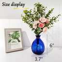 Glass Vase for Flowers, Rounded Small Blue Glass Vase for Home Decor Gift Centerpieces Events (Dark Blue & Gold)