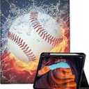 Rotating Case for iPad Air 11-inch M3 (2025) / M2 (2024), iPad Air 5th/4th Generation 10.9'', PU Leather [Built-in Pencil Holder] 360 Degree Rotating Stand Cover Auto Wake/Sleep, Baseball