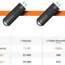 128 GB Ultra Fast USB 3.1 Flash Drive, Retractable, High-Speed Data Transfer Storage Device, Black