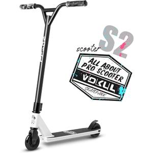 VOKUL Complete Pro Scooter for Kids Boys Girls Teens Up 6 Years - Freestyle Tricks Pro Stunt Scooter - High Performance Gift for Skatepark Street Tricks (Black/White)