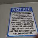 Notice By Entering This Property You Assume All Risk And Liability Owner Not Responsible For Injuries Accidents And Or Death Sign. 9x12 Metal