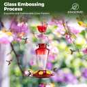Kingsyard Glass Hummingbird Feeders for Outdoors Hanging Ant & Bee Proof, 16 Ounces Bird Nectar Feeder 6 Flower Feeding Ports, Leak Proof, Easy to Refill & Clean, Ant Moat Included, Red Gradient