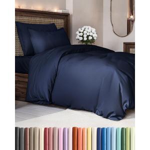 Navy Blue Duvet Cover Twin/Twin XL Size - Extra Soft Twin/Twin XL Size Duvet Cover - Lightweight, Comfy & Breathable - Easy Care with Zipper Closures & Ties - 68" x 90" Inches - Comforter Not Included