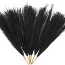 uxcell 6 Pcs Faux Pampas Grass 42.5cm/16.5" Dried Pampas Grass Decor 9 Branches, Black