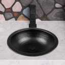 Monarch Abode Bathroom Sink 16-Inch Rotunda Dual Mount Undermount or Drop In Bathroom Sinks, Bathrooms Hand Hammered Matte Black Aluminum Vanity Sink for Countertop, Powder Room, Bath, or Restroom