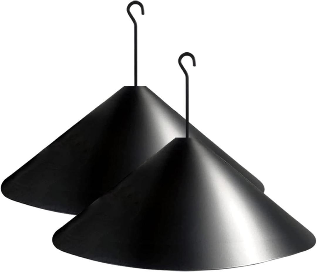 19 Inch PP Squirrel Proof Baffle for Protecting Outside Pole Bird Feeders and Bird Houses, Hang Mount Raccoon and Squirrel Guard Stopper for Shepherd Hooks - Black, 2 Pack