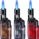 3 Pack Torch Lighter Mini Refillable Butane Lighters Utility Lighter Long Wand Pocket Lighter Windproof Gas Lighter Jet Flame Multi-Purpose for Candle Camping BBQ Grill(No Fuel) 