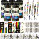 Sayglossy 60 Sets Gay Pride Gifts Bulk Rainbow Silicone Bracelets with Bookmarks and Love is Love Pens for LGBTQ Lesbian Support Party Favor Parade Events Accessories
