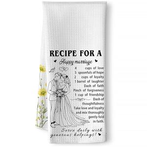 Bridal Shower & Wedding Gifts - Decorative Kitchen Towel with Romantic Marriage Theme Design, Quick-Drying Hand Towel for Newlywed Home Decor, Thoughtful Presents for Brides, Couples & Wedding Guests