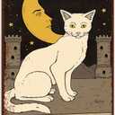 Vintage Cat Tin Sign Retro Tarot Card Metal Sign Poster Wall Art Decor Bathroom Dorm Room Home Decor - Moon