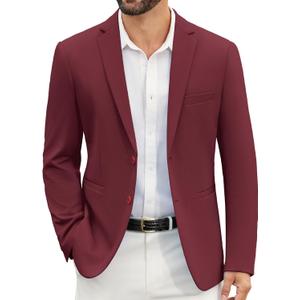 COOFANDY Men's Casual Blazer Slim Fit Suit Jackets Two Button Lightweight Knit Sport Coat (X-Large, Burgundy)