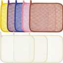 Lurrose Exfoliating Face Washcloth 8pcs Body Scrubber Hanging Bath Cloth African Net Sponge Shower Loofah Skin Wash Towel Facial Makeup Remover for Back Knee Joint