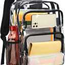 Vorspack Clear Backpack Heavy Duty - Large Clear Bookbag Transparent Backpacks See Through Backpack for College Work Travel Festival - Black