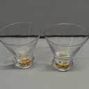 Martini Glasses Set of 2, 8oz Stemless Martini Cocktail Glasses, Crystal Martini Glasses for Margarita, Manhattan, Cosmopolitan, Home Bar, Parties, Martini Glassware Gift Set(Gold)