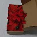 GREENTIME 12 Pcs Glitter Poinsettia 5.5" Artificial Flowers Christmas with Clips Stems Xmas Tree Ornaments for New Year Party Stairs Fireplace Porch Balcony Garden Church Wreath Decoration (Red)