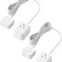 SURAIELEC Extension Cord with Switch On/Off Plug, 6FT Flat Braided Outlet Power Cable, 3 Prong Grounded Plug, Wall or Table Use, Ideal for Lamps, Christmas Light, Audio, Holiday Lights, White, 2 Pack