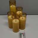 Flameless LED Candles with Timer 5 Pc Flickering Flameless Candles for Romantic Ambiance and Home Decoration Stable Acrylic Shell,with Embedded Star StringBattery Operated CandlesGold