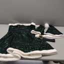 TRIWORKS Christmas Lingerie for Women Santa Dress Costume Set Christmas Sequin Dress with Xmas Hat Belt Gloves (XL, Green)