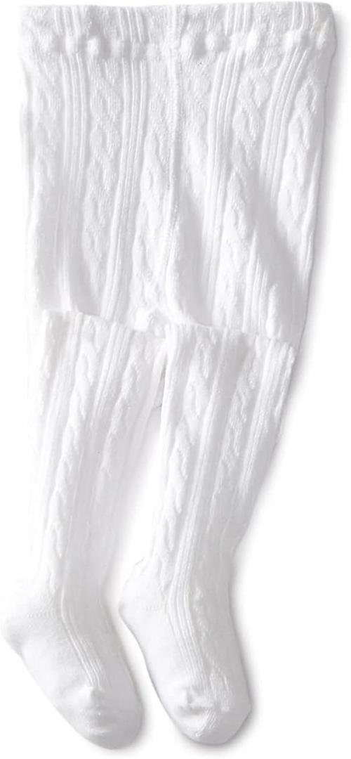 Jefferies Socks Girls 2-6X Cable Tight (8-10 Years, White)