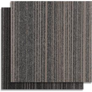 24 Tiles 20 X 20 Inch Carpet Tiles Floor, Carpet Squares for Living Room Bedroom Office, Stripe Light Grey (64.5 Sq.Ft per Box)