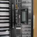 61 Key Portable Electronic Keyboard Piano w/Lighted Full Size Keys, LCD, Headphones, X-Stand, Stool, Music Rest, Microphone, Note Stickers, Built-In Speakers,3 Teaching Modes