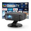 [1500ANSI/ Google TV] Smart Projector with WiFi and Bluetooth, SOPYOU Portable Outdoor Projector 4K Support, Auto Focus & Keystone, Built-in Apps, Indoor Home Theater with 360° Rotatable Stand