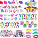 Unicorn Party Favor Goodie Rainbow Elastic Ball Bracelets Stickers Gifts Pinata Filler Bulk Toys for Unicorn Party Girl Kid Birthday Party Stuffers Supplies (Style 01)