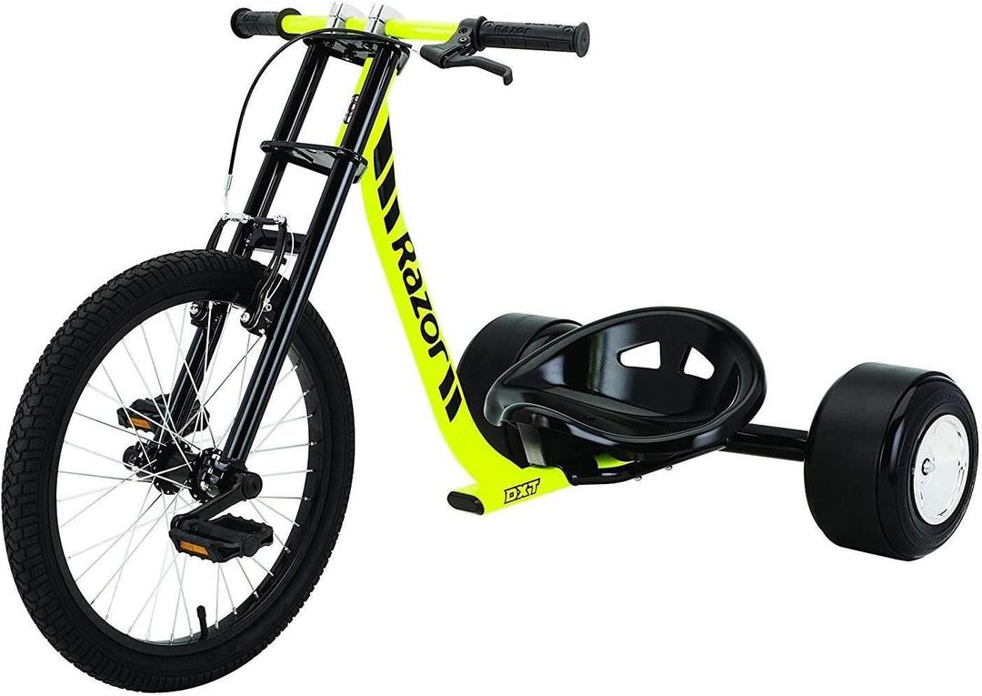 Razor DXT Drift Trike Yellow, One Size
Proper Freestyle w/ Foot Pegs; Maximum Stability | Iconic Wheeled Ride-On For Kids, Adults Age 14+