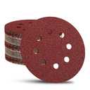 52 Pack 5 Inch 8-Hole Hook and Loop Sanding Discs Sandpaper Red Round 120 Grit Sandpaper for Random Orbital Sander