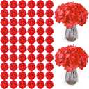 Auihiay 104PCS Hydrangea Artificial Flowers, Red Artificial Hydrangea Flowers Heads with Stems, Faux Hydrangea Flowers for Home Decor Wedding Bouquets Centerpieces