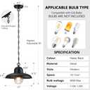 Outdoor Pendant Lights for Porch 12", Outdoor Farmhouse Hanging Light Fixture with Adjustable Chain and Bubble Glass, Black Rustic Exterior Pendant Light for Front Door, Gazebo, Entryway, Patio