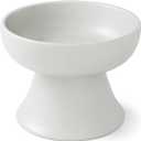 Raised Cat Food Bowl Elevated Cat Bowl MINO Ceramics Made in Japan for Cats and Small Dogs (Regular, White)