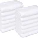 Amazon Basics Cotton Washcloths, Quick-Dry, 12" x 12", 10 -Pack, White