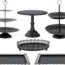 6 Pcs Metal Cake Stand Sets for Dessert Table, Cake Pop Stand Set & Dessert Table Trays & Tiered Cupcake Holder Perfect Display for Wedding, Party, Birthday, Baby Shower, Decorations (Matte Black)