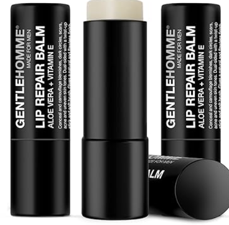 Gentlehomme - Lip Repair Balm - Men’s Lip Balm with SPF 15 - With Aloe Vera & Vitamin E - Repair & Hydrate Dry, Cracked, Chapped Lips - Long-Lasting Moisture - Clear Balm - Lip Care - Vegan - 1 Pack