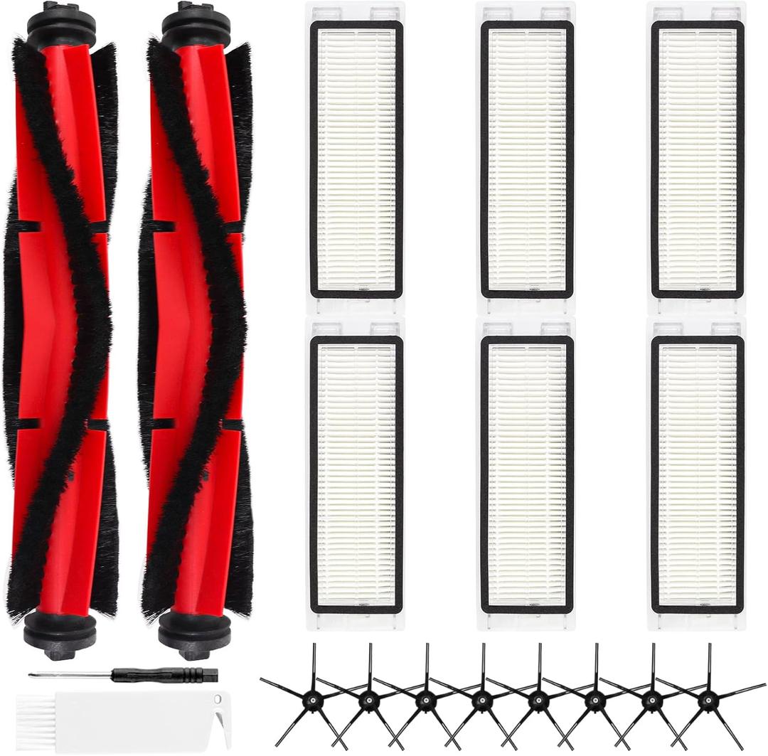 Q5 Replacement Accessories Kit Compatible with Roborock Q5 / Q5+ Plus(Not for Q5 Max / Q5 Pro) Robot Vacuum, 2 Main Brushes, 6 Washable Filters, 8 Side Brushes, 1 Cleaning Tool, 1 Screwdriver