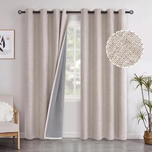 YoungsTex Beige Linen Blackout Curtains 84 Inch Length for Living Room, Thermal Insulated Winter Drapes with Grommet Room Darkening Thick Privacy for Bedroom Windows, 2 Panels, 52 X 84 Inch