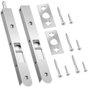 Ceoighe 2 Pack 7 Inch Flush Bolt for Double Door, Heavy Duty Chrome Plating Flush Latch Bolts, French Lock for Opening and Composite Wood Double Dummy Door (Chrome Plating Color)