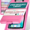 Tribe RN Nursing Clipboard with Storage - Medical Clipboard Nursing Essentials for Nurses and Nursing Students School Supplies with Quick Access Reference Guide (Pink)