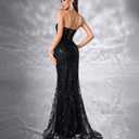 Women's Elegant Strapless Maxi Prom Dress Evening Gowns with Slit (Black, S)