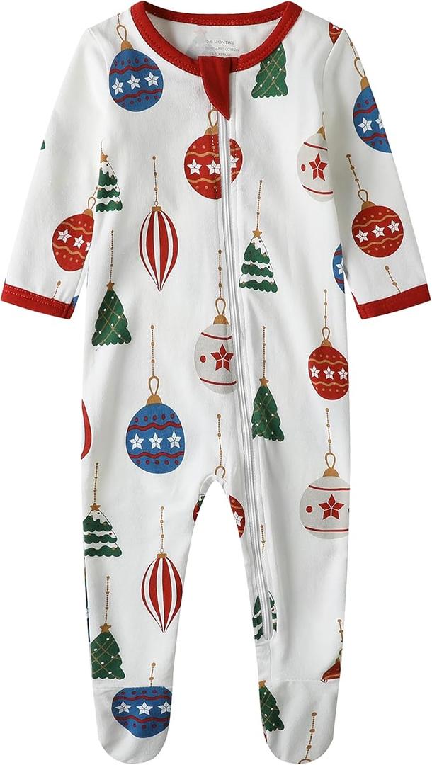 O2 BABY Baby Boys Girls Organic Cotton Zip-Front Sleeper Pajamas, Footed Sleep 'n Play(6-12 months)