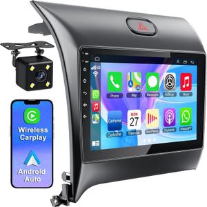 9 inch Car Stereo with Carplay Android Auto fit for Kia Forte 2013-2018 Double Din Android 13.0 Touch Screen Car Radio Receiver w/WiFi GPS Navigation Bluetooth Backup Camera - 2+32G