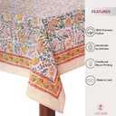 ATOSII Cotton Blockprint Rectangle Table Cloth, Clover Yellow, 120" X 72"
