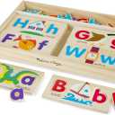 Melissa & Doug ABC Picture Boards - Educational Toy with 13 Double-Sided Wooden Boards and 52 Letters