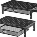 Zimilar 2 Pack Monitor Stand Riser with Metal Drawer, 3 Height Adjustable Monitor Riser with Phone Holder for Printer, Laptop, Premium Metal Computer Monitor Stand with Storage for 2 Monitors