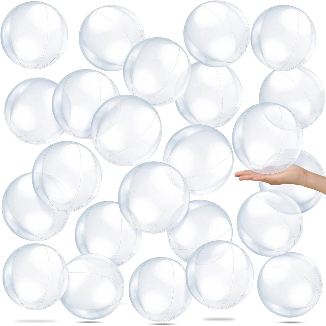Yinder 24 Pieces Inflatable Beach Ball 6 Inches Pool Floating Ball Under the Sea Party Decorations Bubble Ocean Summer Pool Toys Party Supplies(Clear)