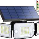 intelamp Solar Flood Lights Outdoor Waterproof, 6000mAh 1200LM Solar Powered Dual Motion Sensor LED Lighting Dusk to Dawn Security Floodlight Exterior with Remote for Outside Garden House Patio, 1 Pack New