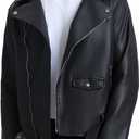 WULFUL Men's Leather Jackets, Faux Bomber Jacket for Men Motorcycle Lapel Asymmetric Zip-Up Slim Fit Biker Coat (Black)