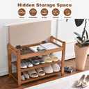 27.6in Shoe Rack with Storage Bamboo Entryway Bench with Drawer & Hooks, 27.6in with coat rack